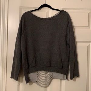Edgy, distressed, dark grey sweatshirt